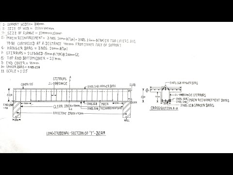 T Beam Drawing | Flange Beam Drawing | L Section | Cross Section | RCC Drawing |