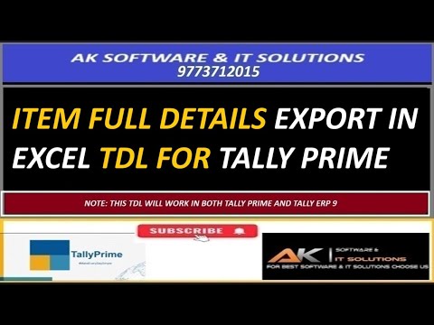 ITEM FULL DETAILS EXPORT TDL FOR TALLY PRIME