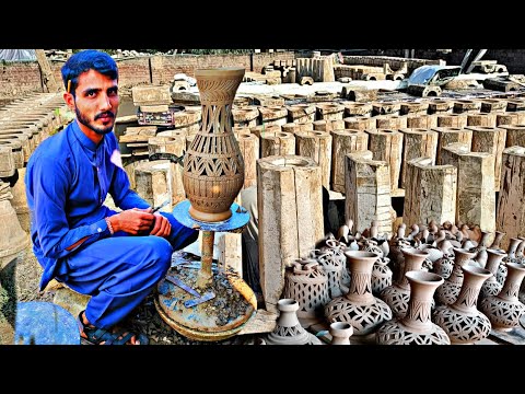 Wonderful Art Of Pottery Craving! Clay Mold Casting, Slip Casting vase, Mud Craft