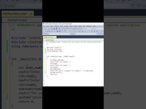 C++ Program to add 2 Numbers|C++ Tutorial #cppprogramming  #cpptutorial#shorts#sum