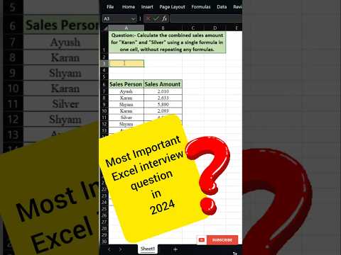 Important Excel Interview Question of 2024 #excel #exceltips #excelshortcuts