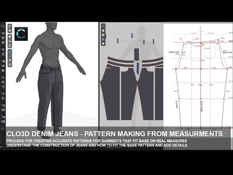 CLO3D Beginners Jeans Pattern Making Draft Pattern Working from Physical Garment Measurments
