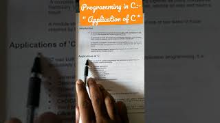 Programming in C:- " Applications of C "