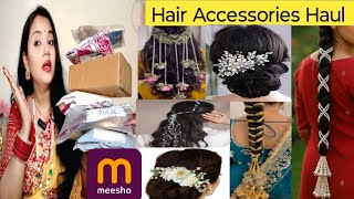 Meesho Hair Accessories Haul 👌 Wedding Must Have/Paranda ,Tiyara, hair frill, pearl string under 200