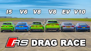 Audi R8 v RS e-tron GT v RS3 v RS6 v RSQ8 v RS5: DRAG RACE