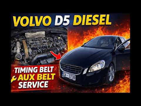 Volvo V60 2.4 D5 Timing Belt, Auxiliar Belt, Alternator Pulley Major Service DIY, Euro 5