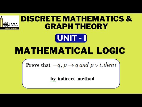 DM – Mathematical logic – Prove that ˥q, p→q, and p˅t then t by indirect method @JayaMathsAcademy