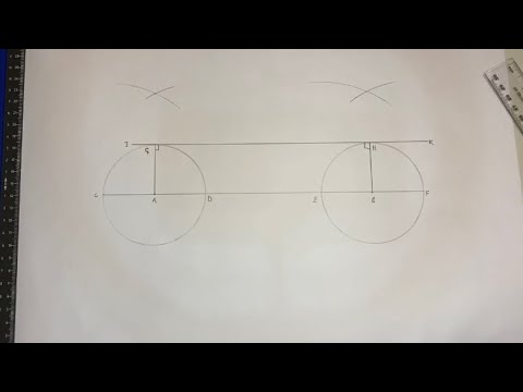 How to construct a common external tangent to two equal circles