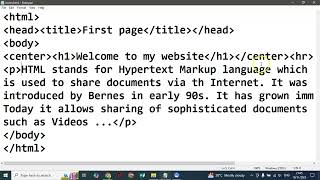 First Webpage in HTML   basics - bgcolor, fonts, heading, bold, underline