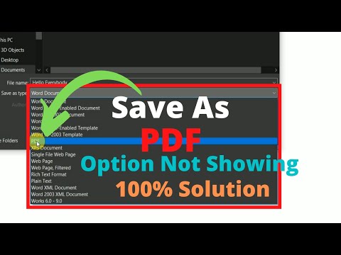 How to save File in PDF | PDF Option not showing in MS Office | Save Word File into PDF