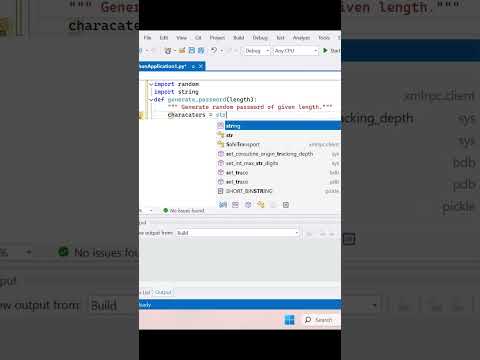 Crafting Unbreakable Passwords with Python A Random Generator #codingin#python#codingtechnique#short