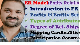 ER Model in DBMS || Entity || Attribute || Entity Set || Types of Attributes || Relationship || Degr