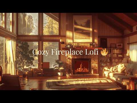Cozy Fireplace Lofi 🔥 | 4 Hours Chill Music with Crackling Fire Sounds