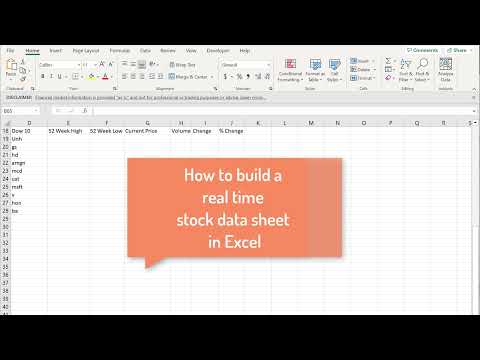 How to build a real time stock data sheet in Excel