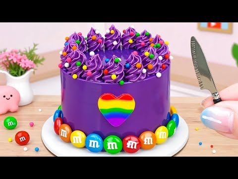 ASMR Chocolate Cake Decorating 💜🌈 Purple and Rainbow Layers Tutorial