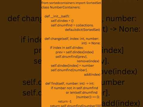 Design a number container System || Leetcode || Python || Medium || 2349 #leetcode #coding #python