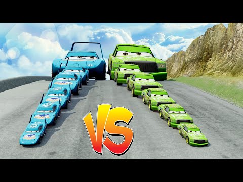 Big & Small King Dinoco vs Big & Small Chick Hicks vs DOWN OF DEATH BeamNG.drive