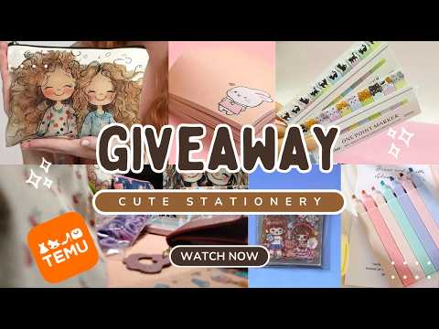 Cute Temu Stationery Haul GIVEAWAY 🎁| ලස්සන Cute Stationery ගොඩක් බලමු.  #aesthetic #temu
