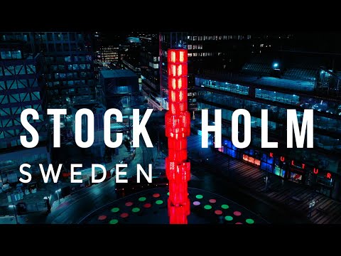 STOCKHOLM at NIGHT by DRONE 4K. Beautiful Christmas City Lights. DJI Mavic 2 Pro Night Drone Footage