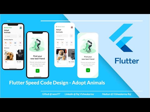 Speed Code Flutter Design || Adopt Animals Design || By Michaelf.design