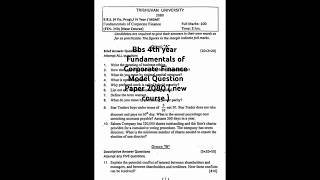 bbs 4th year fundamentals of Corporate  Finance Model Question Paper 2080||