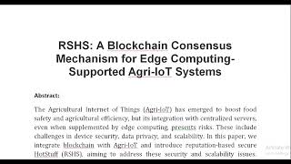 RSHS A Blockchain Consensus Mechanism for Edge Computing Supported Agri IoT Systems