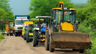 Jcb 3dx loading Mud in TATA Tippers Tractors Swaraj 855F New Holland 3630 Tractor 4x4 jcb Thar Truck