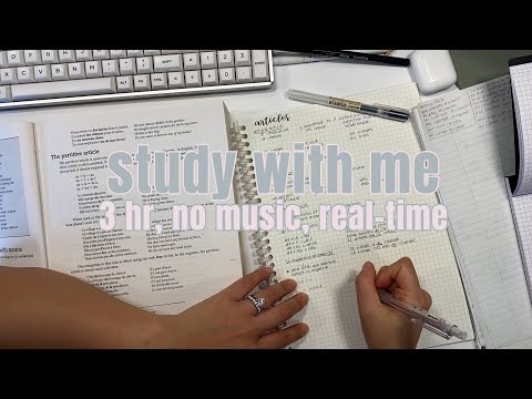 STUDY WITH ME 3HRS｜Background noise, no music | ASMR | motivation | writing sound
