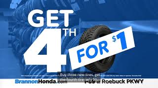 Buy Three New Tires, Get the Fourth Tire for Only $1 at Brannon Honda during the Summer Tire Sale