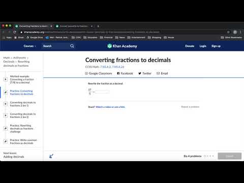 Converting fractions to decimals practice questions