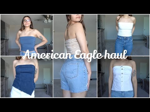 American Eagle try on haul ♡ denim | multiple outfits with minimal pieces 🎀