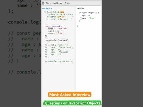 (Q-38) Most asked or must know JavaScript objects questions #javascript #interview #objects #coding
