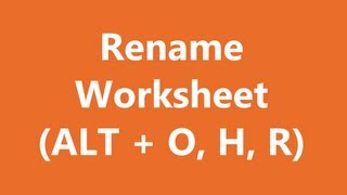 Excel Shortcuts - Rename Worksheet