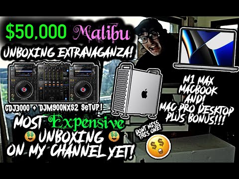 $50,000 MALIBU UNBOXING EXTRAVAGANZA! M1 MAX MACBOOK PRO + MAC PRO DESKTOP + CDJ3000s + DJM900NXS2!