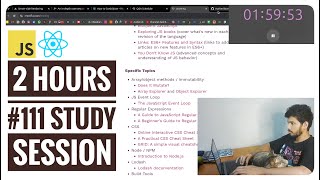 #111 Study with me | 2 hour | #codingjourney #react