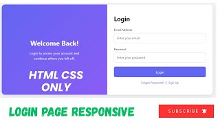 Login Page HTML CSS | Responsive Form Design Using Only HTML CSS