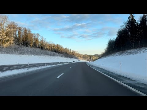 Beautiful Ambient Drive with Snow Along the Road - Ambient, No Talking & No Music