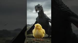 Epic Chick Meets Drogon" #DreamScreenAIGameOfThrones #Drogon#FunnyChick #AIAnimation #EpicFriendship