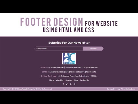 Footer Design For Website Using With Simple HTML & CSS | Website Section Tutorial