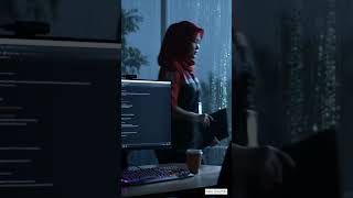 Stay calm coding with rain sound ASMR at night #shorts