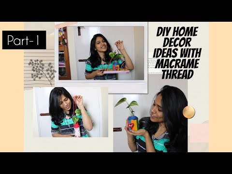 Simple diy home decor using macrame thread PART -1🧵❤ #homedecorwithmacrame #macramethreadwallhanging