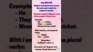Day 7-Subject-Verb Agreement #english #shorts #grammartips #grammar