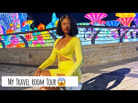 MY TRAVEL ROOM TOUR 🤭 & VISIT TO THE GLOW GARDEN DUBAI