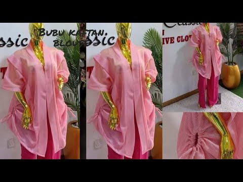 How To cut and sew a stylish Bubu/Kaftan blouse with pleated shoulder and circle draw string/DIY