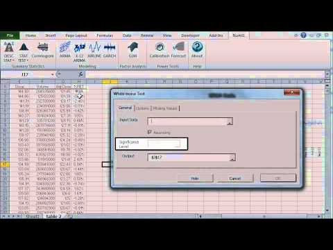 White-noise test in Excel with NumXL 1.58