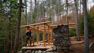 Building a Secret Log Cabin in the Woods With NO Power Tools!