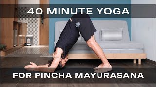 40 Min Yoga For Pincha Mayurasana   Forearm Stand Prep