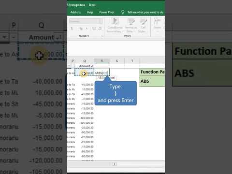 Absolute Value ABS Function   in Excel