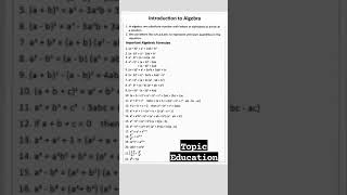 Introduction to Algebra Formula