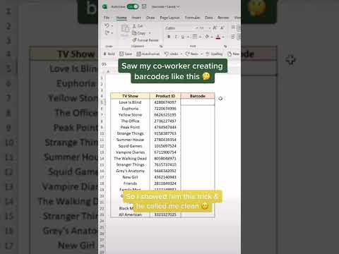 Easy way to create scannable barcodes in excel #shorts #excel #exceltricks